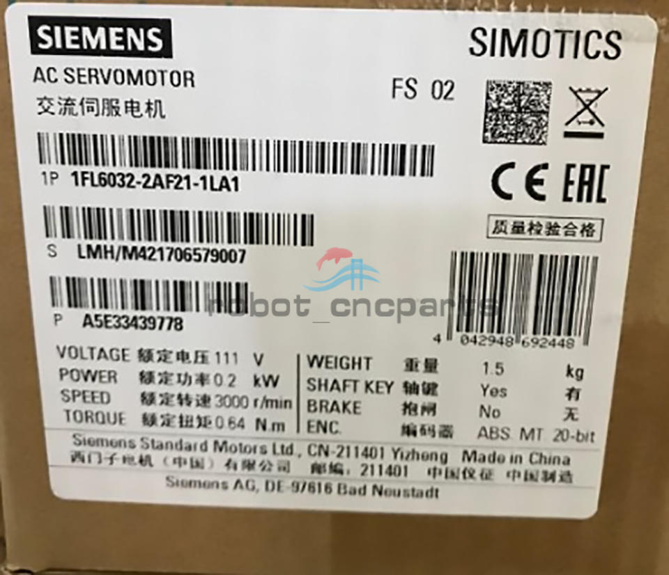ONE New SIEMENS Servo Motor 1FL6032-2AF21-1LA1