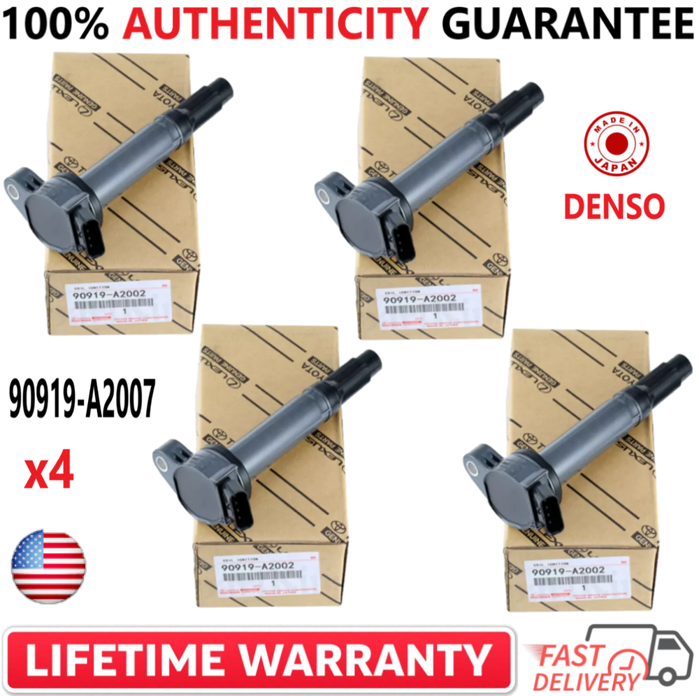 GENUINE DENSO x4 Ignition Coils For 2005-2024 Toyota Lexus I4 V6 V8, 90919-A2007