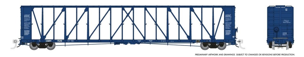 Rapido HO Scale NSC Centerbeam Flatcar – Copper Basin Railway (CBRY) Blue – RTR
