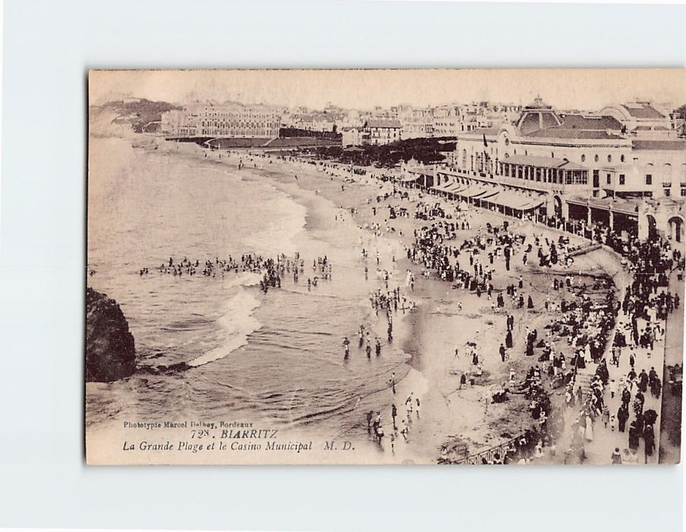Postcard La Grande Plage & Municipal Casino in Biarritz France