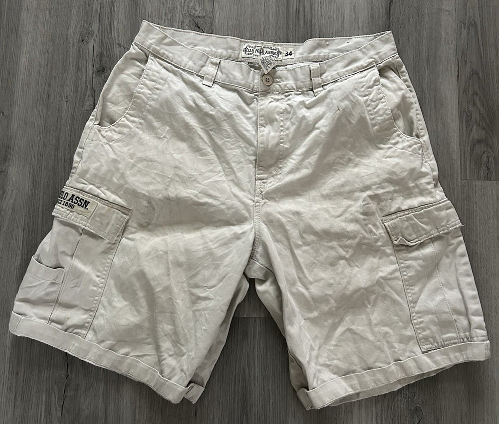 U.S. Polo Assn Cargo Shorts Size 34 Khaki Utility Casual Shorts
