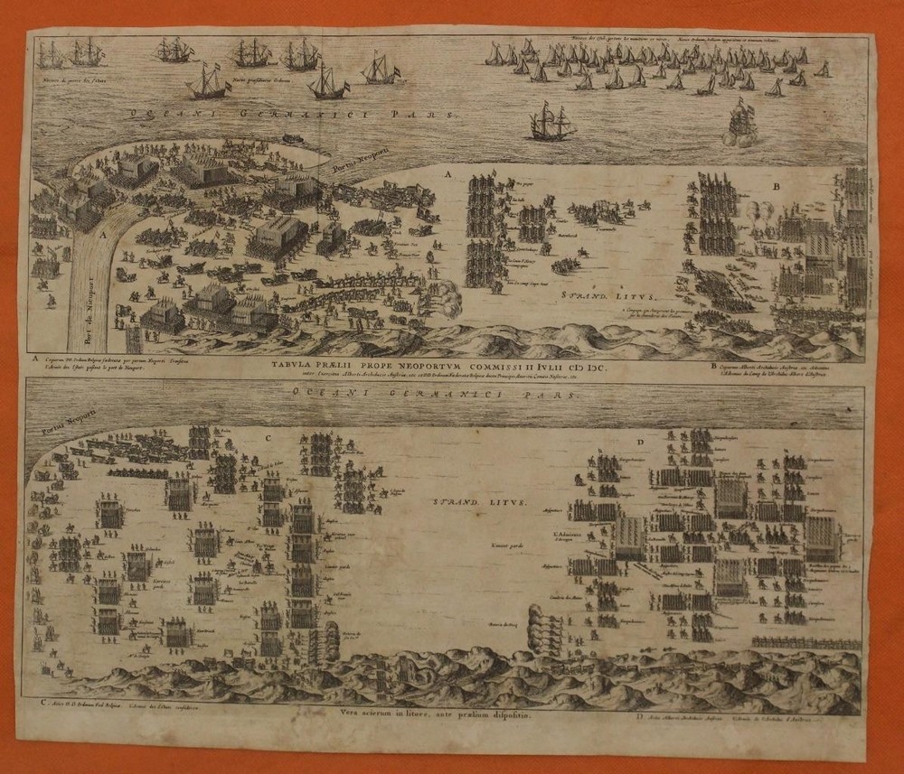 Battle Of Nieuwpoort Belgium 1690 Leti Unusual Antique Copper Engraved City MapANTIQUE COPPER ENGRAVED MAP OF BATTLE OF NIEUWPOORT