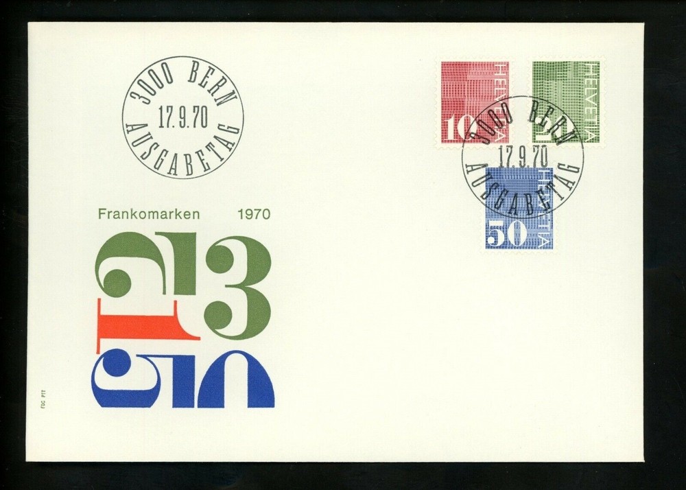 Postal History Switzerland FDC #521-523 Numeral numbers 1970