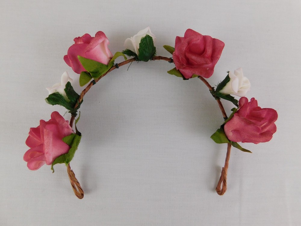 Fairy Flower Tiara Rose Design Natural Look Handmade Hair Headband