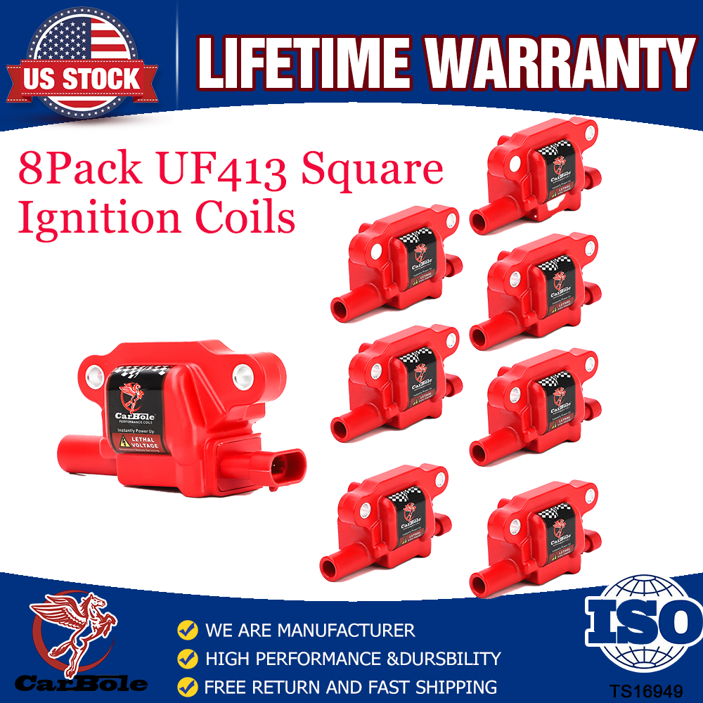 UF413 Square Ignition Coils 8-Pack Compatible with GMC Chevy Buick 5.3L 6.0L 6.2L V8 Engines D510