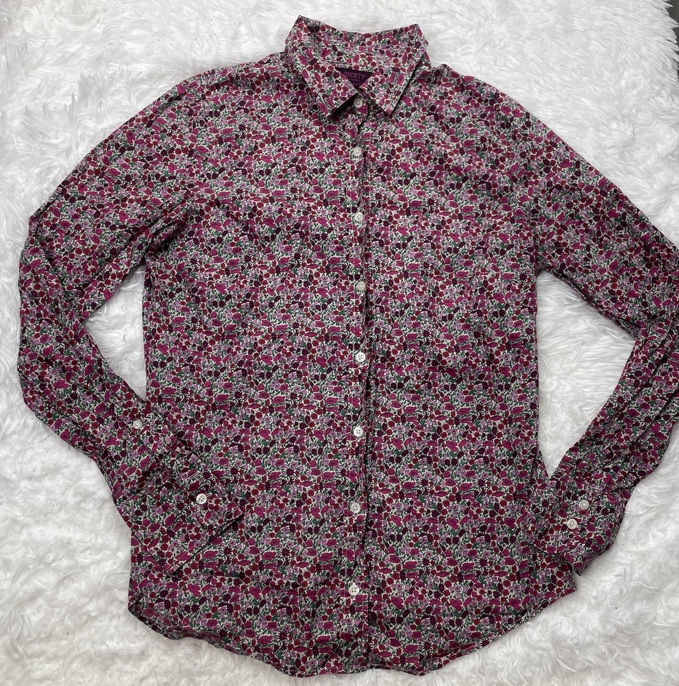 J.Crew Liberty Art Fabrics Shirt Womens Size 4 Floral Button Up Long Sleeve Pink