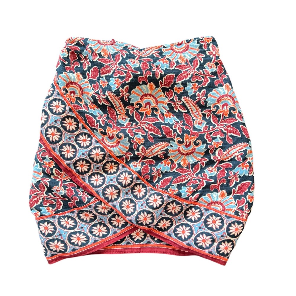 ZARA Floral Paisley Print Wrap Mini Skirt Multicolor Women’s Size Small