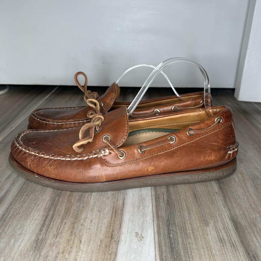 Sperry Gold Cup Top Sider 1-Eye Brown Boat Shoes Leather Mens Size 10M STS14501