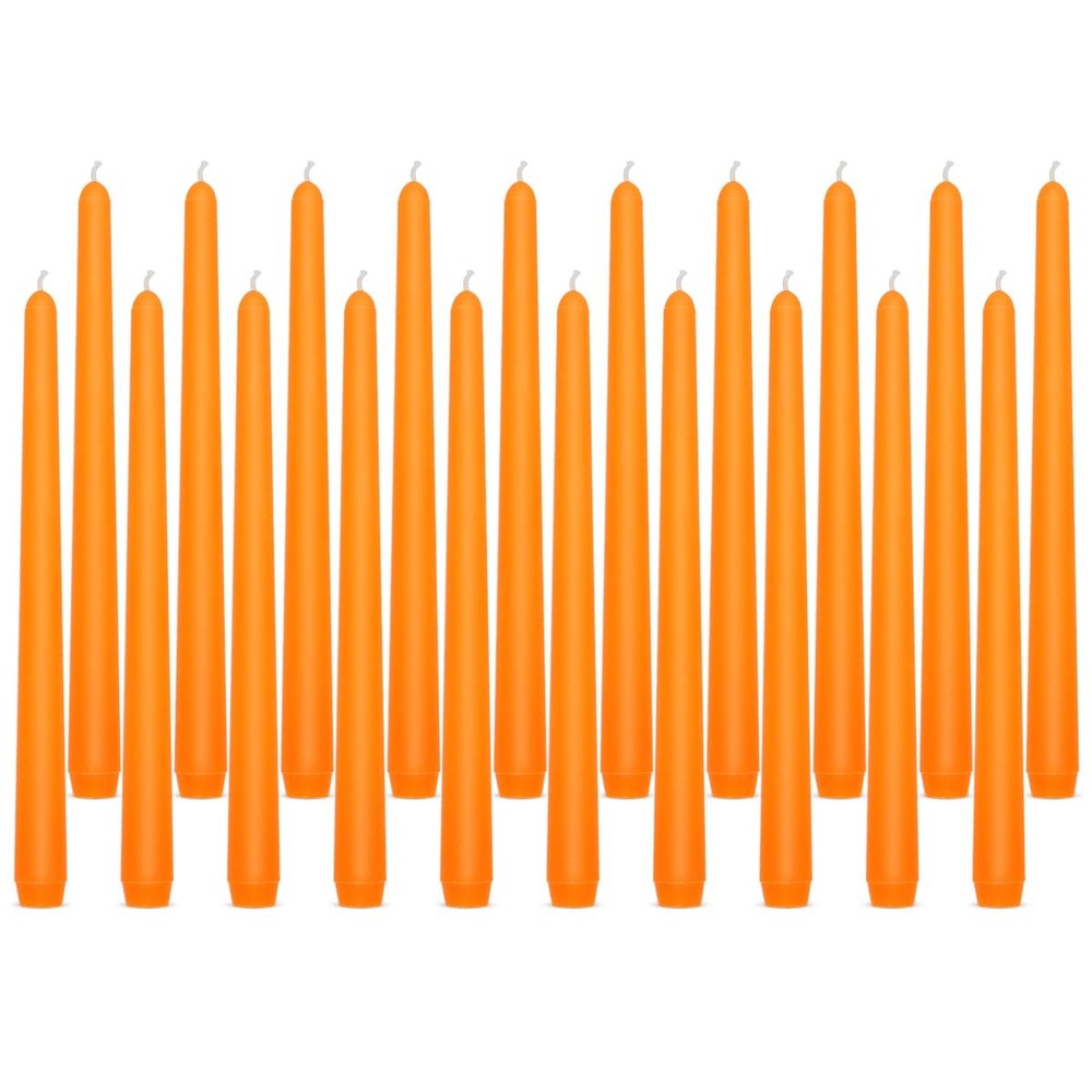 10 Unscented Orange Taper Candles for Elegant Home Decor Set of 20 Dripless 10 Inch