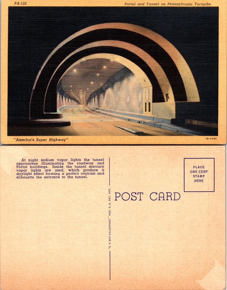 Tunnel Entrance Pennsylvania Turnpike Super Highway Postcard