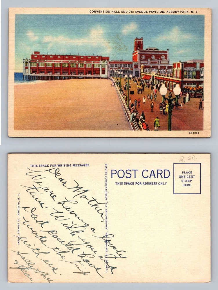 Asbury Park, NJ-New Jersey, Convention Hall Pavilion View Vintage Postcard