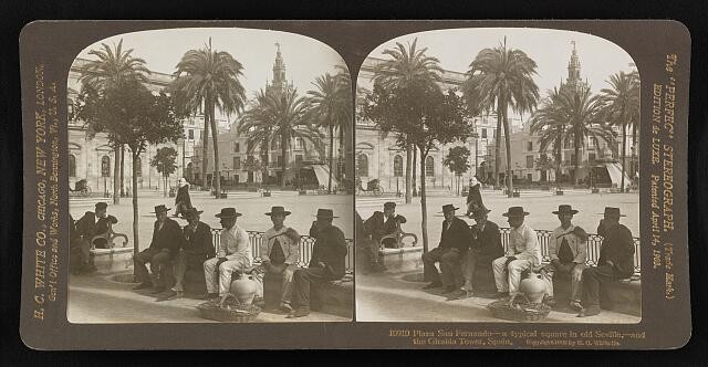 Photo:Seville Spain Plaza San Fernando Giralda Tower 1908 Men in Square