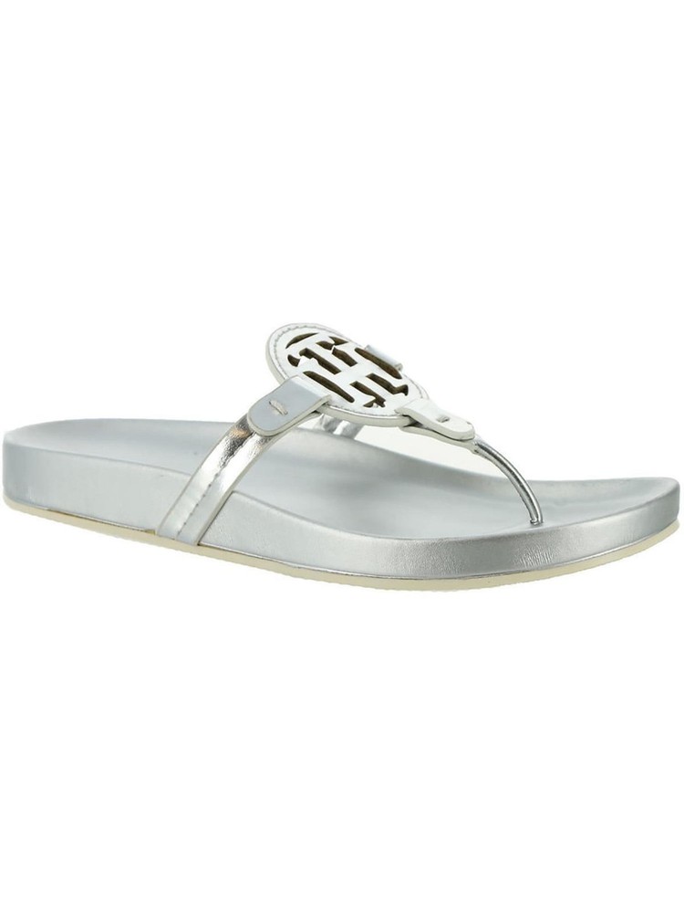 TOMMY HILFIGER Womens Silver Relina Open Toe Thong Sandals Size 16.5