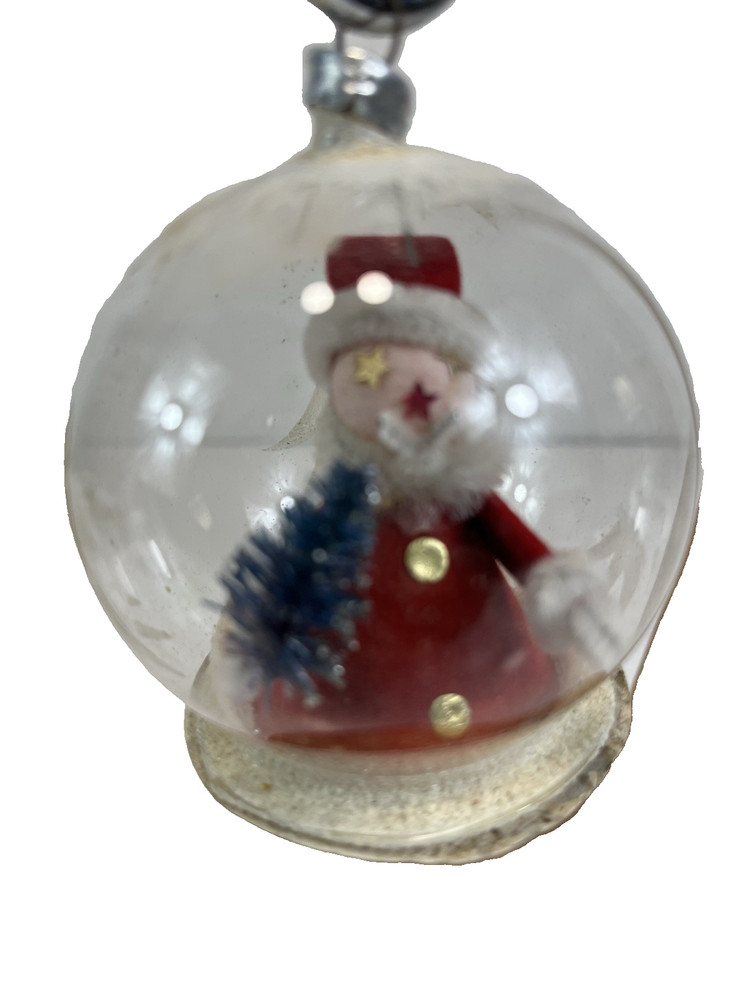 Vintage Blown Glass Santa Diorama Ornament Delicate West Germany
