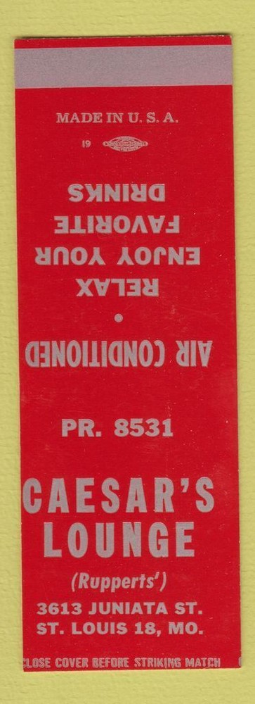 Matchbook Cover - Caesar's Lounge St Louis MO SAMPLE