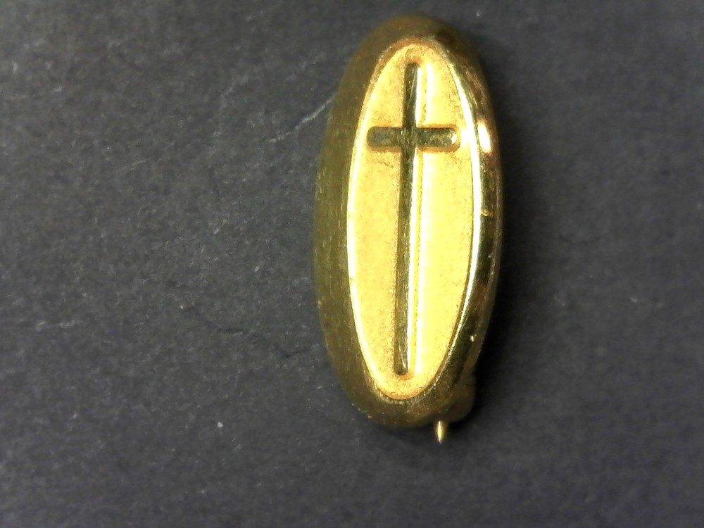 Vintage 1/5 10K Gold Filled Cross Tie Tack Religious Lapel pin