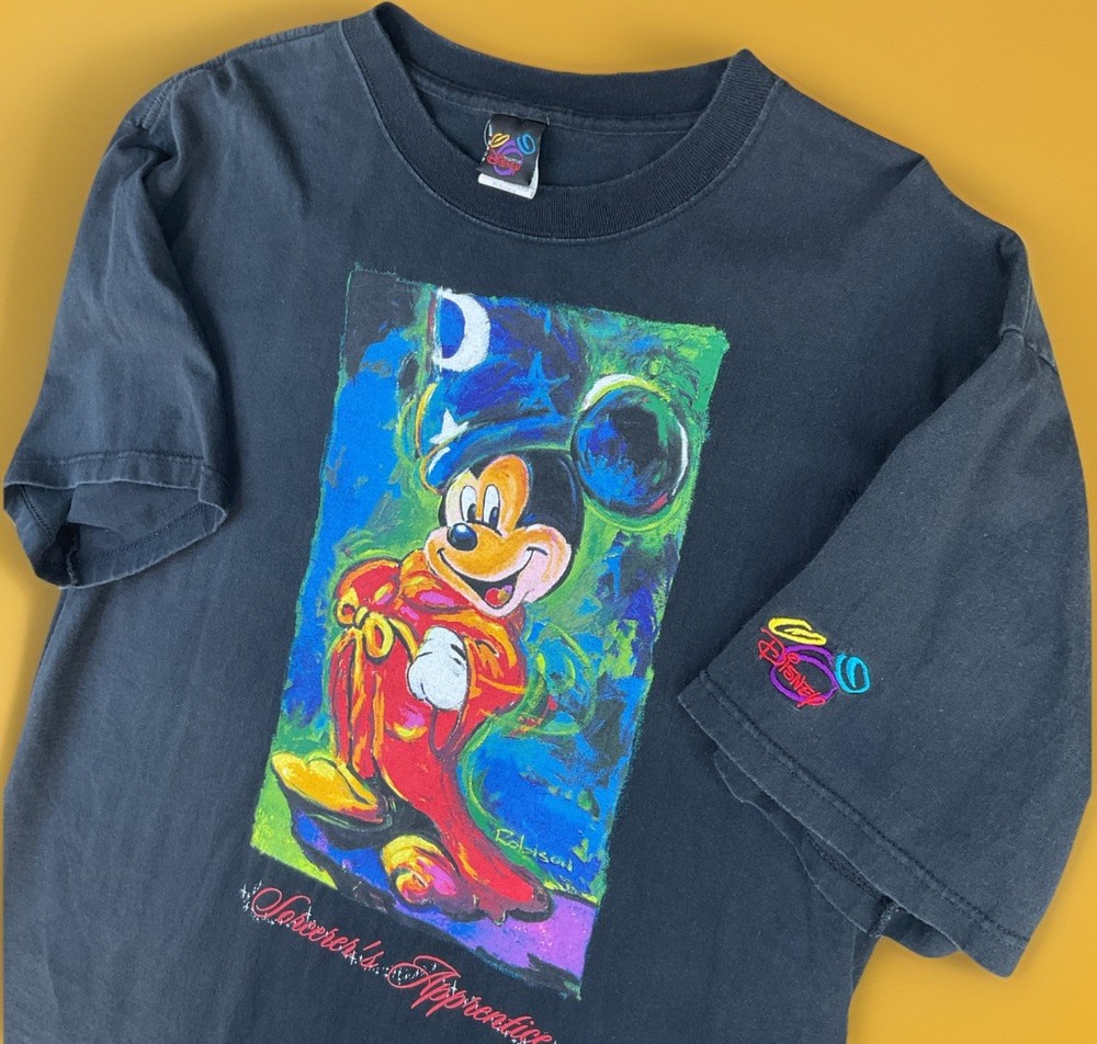 Vintage Sorcerer Mickey Mouse T-Shirt The Art Of Disney 90s Graphic Tee XL USA