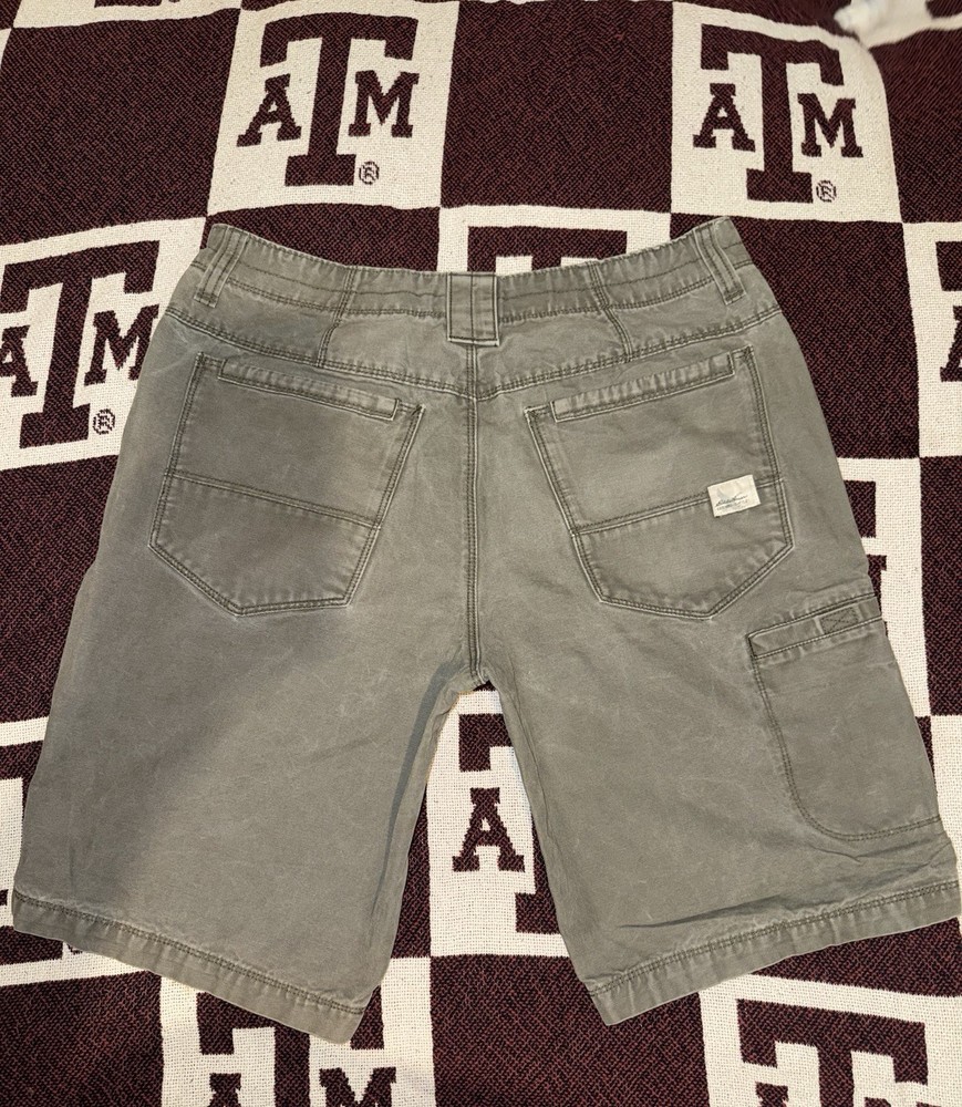 Eddie Bauer Work Shorts Mens 32 Green Rugged Heavy Denim Canvas Outdoor Chore