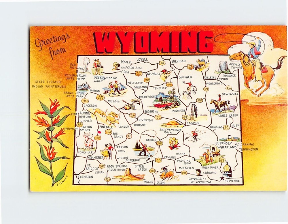 Postcard Greetings from Wyoming USA