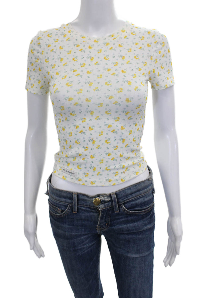 My Mum Made It Womens Floral Crew Neck T Shirt Short Sleeve White Size XSFree Shipping in US $100+ Orders | $6.95 Orders Below