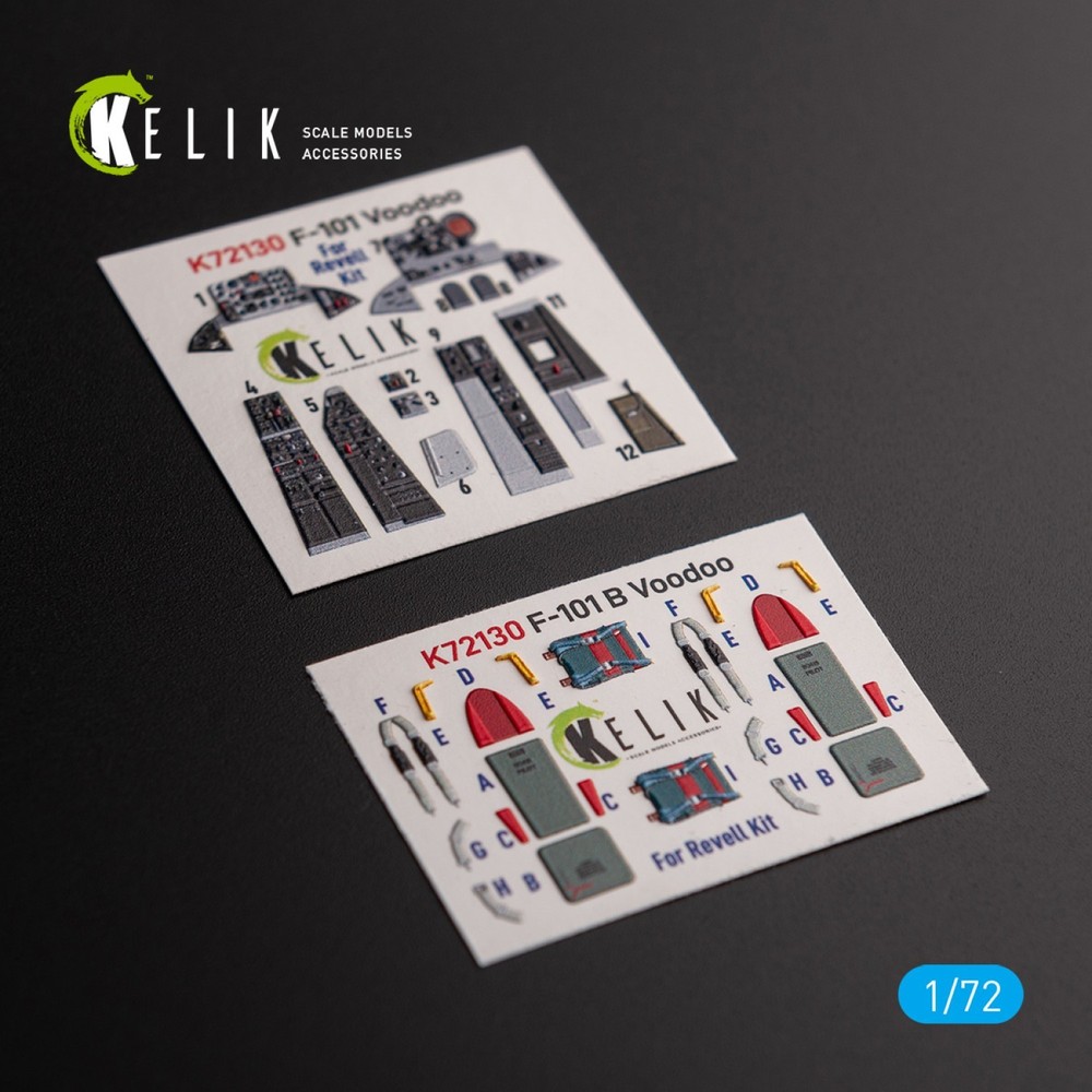 KeliK F-101 Voodoo Cockpit 3D Interior Decals for Revell Kit 1/72 K72130
