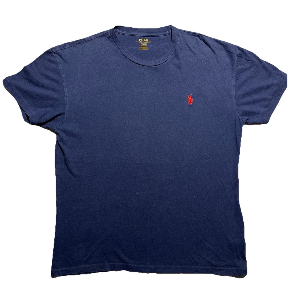 Polo Ralph Lauren T-Shirt Navy Red Pony Logo Mens Small S Crewneck Casual Tee