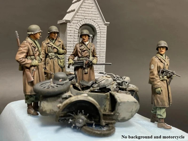 1/35 Resin Figure Model Kit US Infantry MG Team 4 Figures Unassembled Unpainted