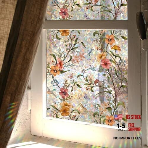 Stained Glass Window Film,Window Privacy Films,Rainbow Glass Decals Xc3027