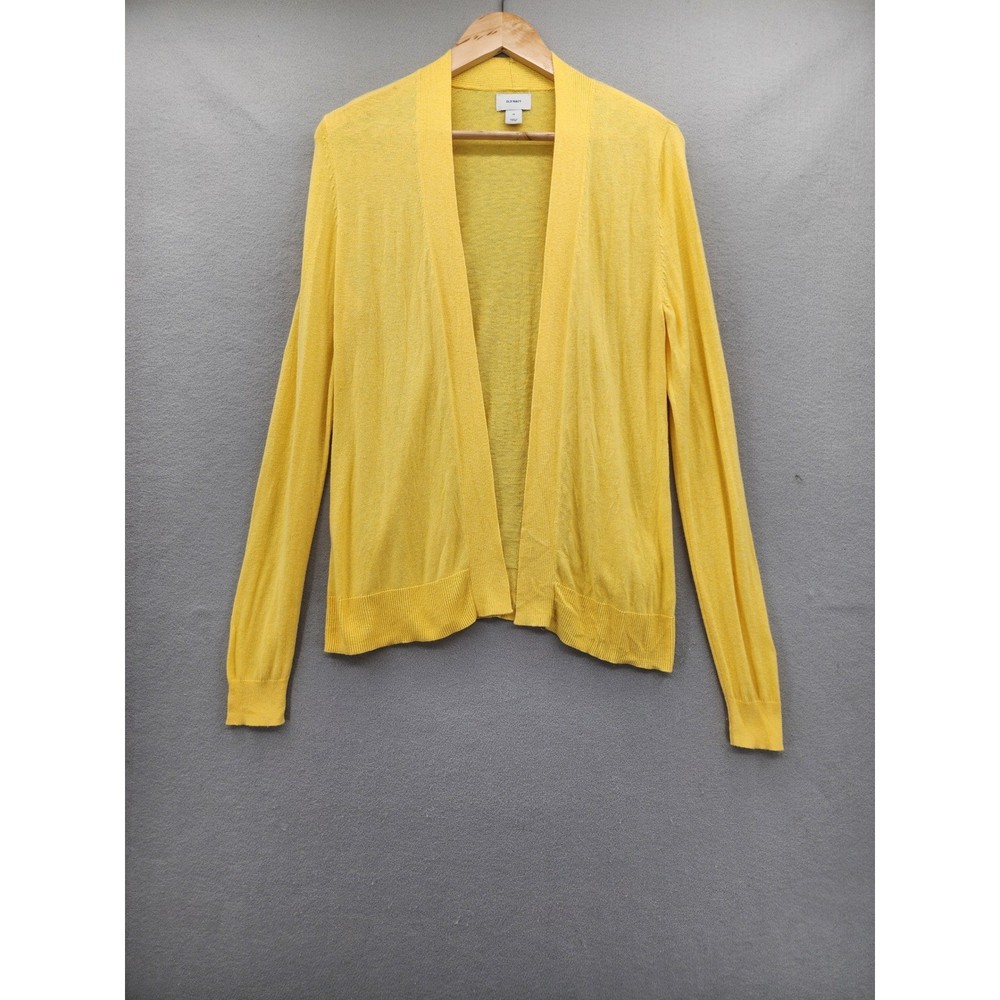 Old Navy Yellow Cardigan Sweater Medium Open Front Lightweight Cotton Blend