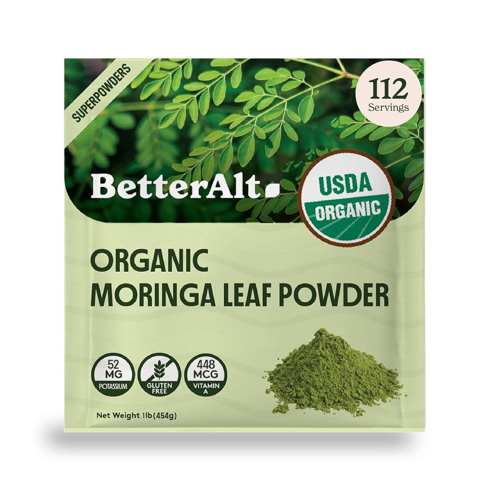 Better Alt Organic Moringa Powder, USDA Certified - 16 Ounce (Pack of 1)
