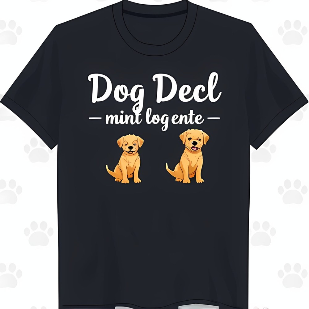 Playful Dog Theme Black T-Shirt with Adorable Labrador Puppies & Whimsical Text