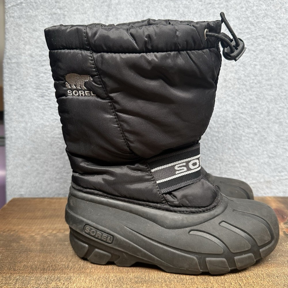 Sorel Boots Sz 4 Winter Black Waterproof NY1799-011  Snow Winter Wool Liner