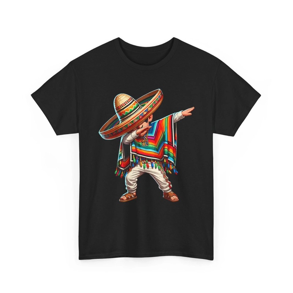 Mexican Boy Dabbing in Poncho Cinco de Mayo T-Shirt for Men and Women