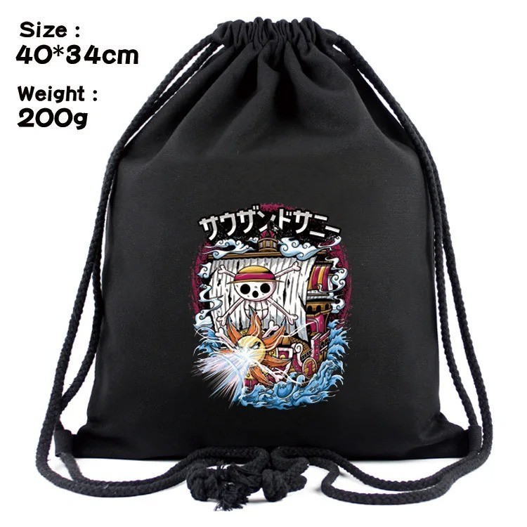 One Piece Luffy Drawstring Backpack Anime Cartoon Full-Color Storage Bag