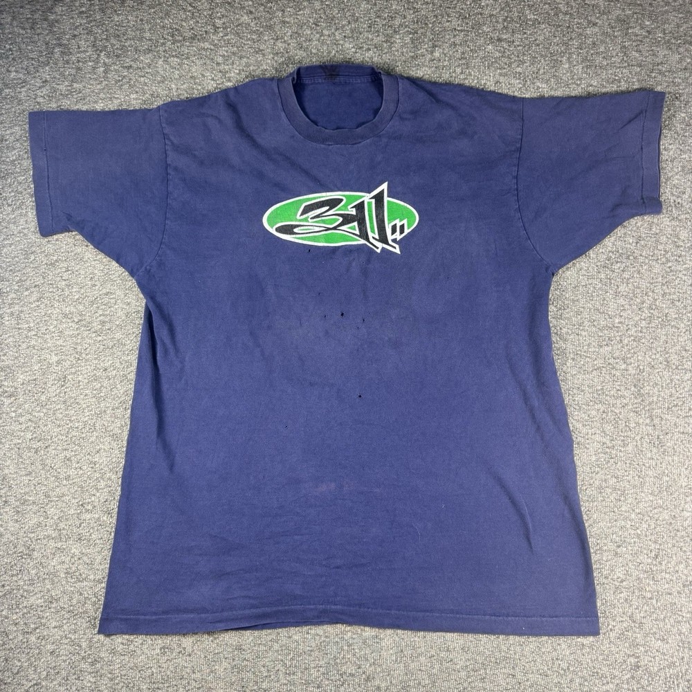 Vintage 90s 311 Band Shirt Mens XL Navy Grassroots Omaha Concert Rock Music