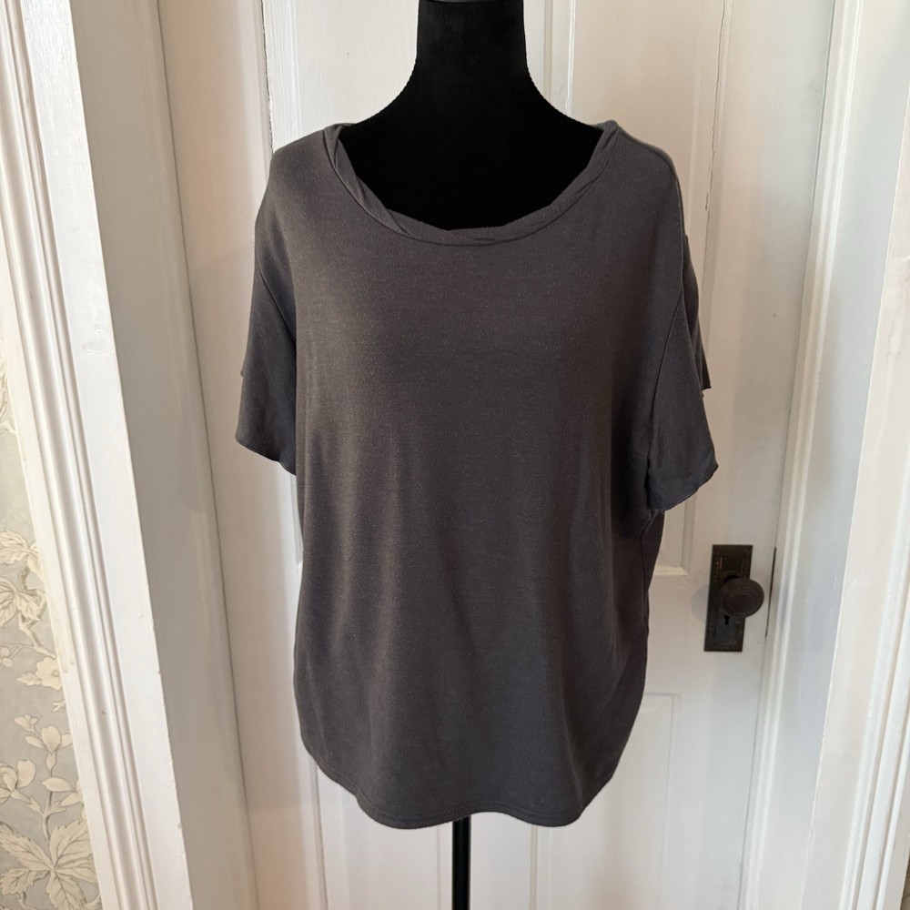 Victoria's Secret Gray Scoop Neck Knit T-Shirt Short Sleeve Fleece Women’s S