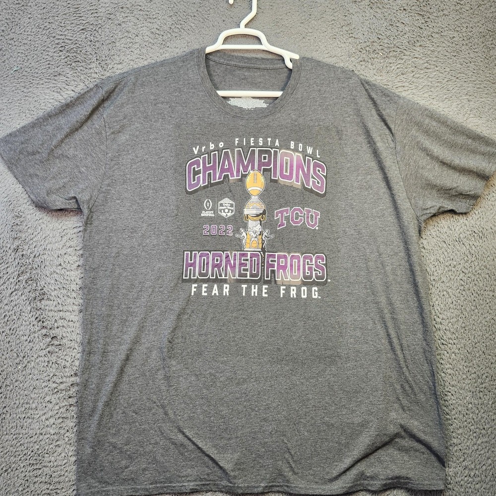 2022 Fiesta Bowl Champions TCU Horned Frogs Fear The Frog Shirt Mens 3XL