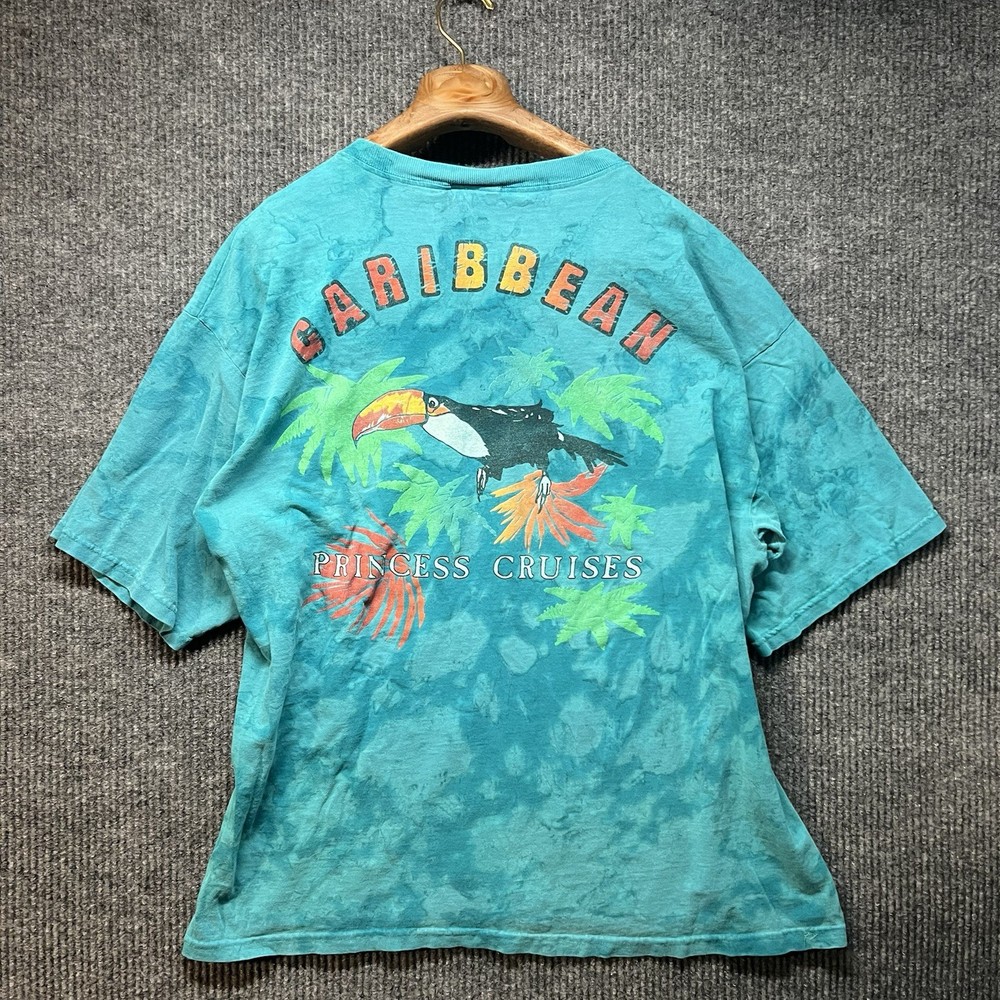 Vintage Caribbean Princess Cruises T Shirt Mens Large Blue Made In USA Nature