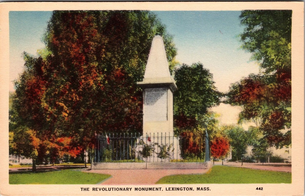 Lexington MA-Massachusetts, Revolutionary Monument, Vintage Postcard