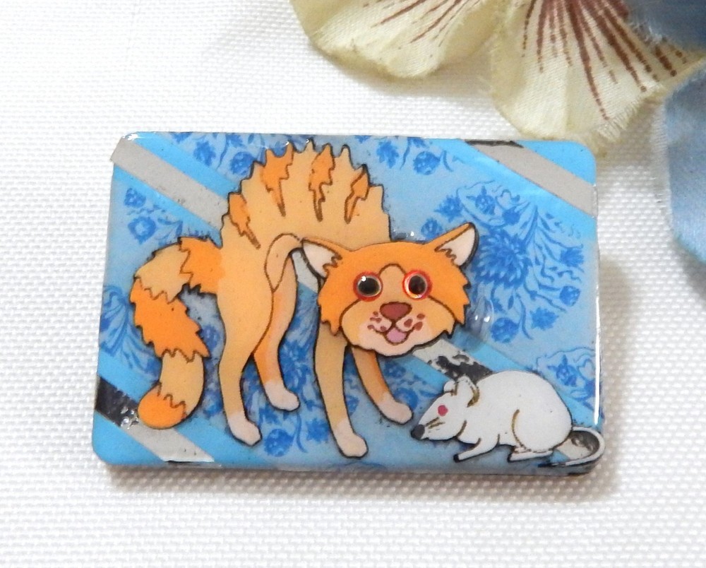 Echo & Hara Collectible Cat & Mouse Pin/Brooch