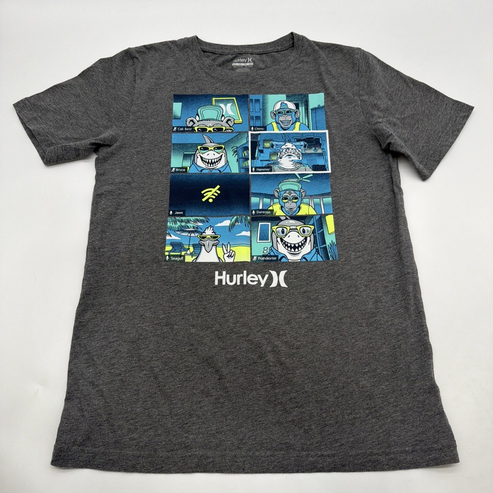 Hurley T-shirt Youth Boys XL Gray Graphic Print Logo .#45036