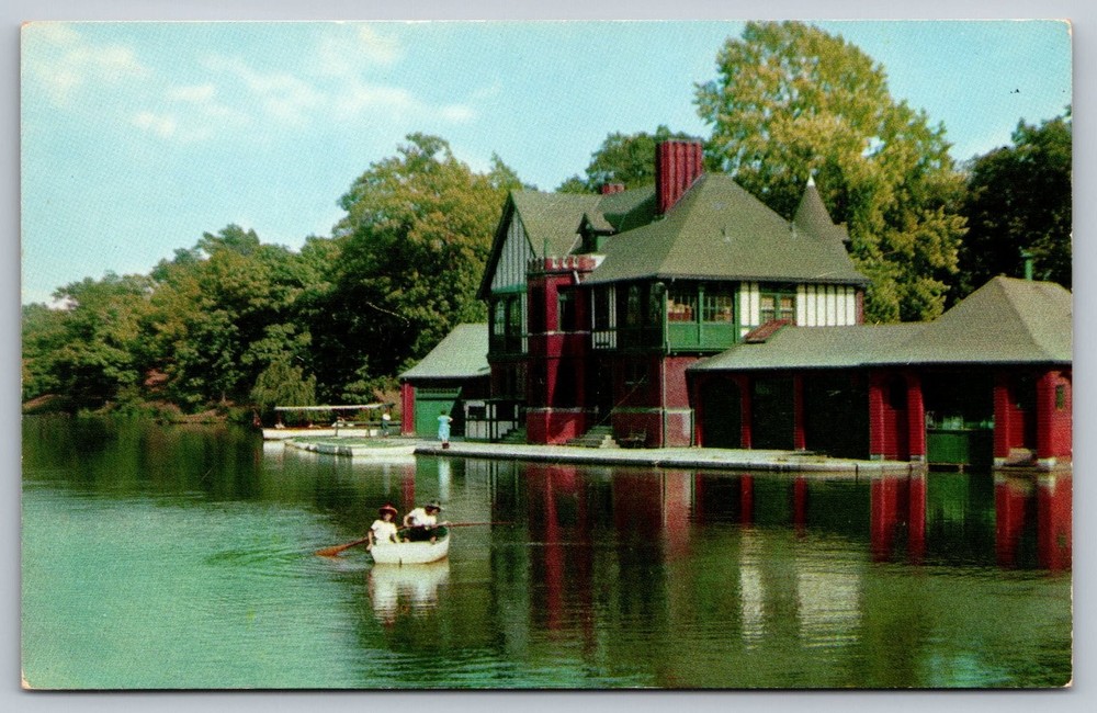 Vintage Boat House Roger Williams Park Providence RI Curteich Postcard