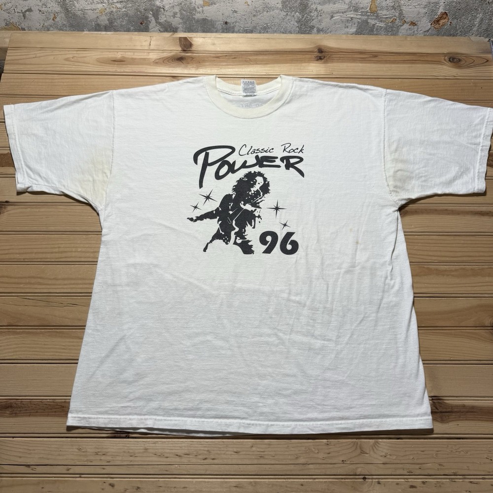 Vintage Y2K Power 96 Classic Rock FM Radio Station Promo Music Shirt Size 2XL