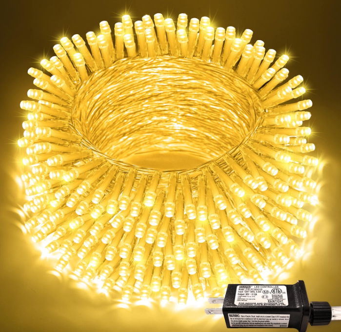 Christmas Lights Outdoor, 66 ft 200 LED Plug in Fairy String 200LED Warm White