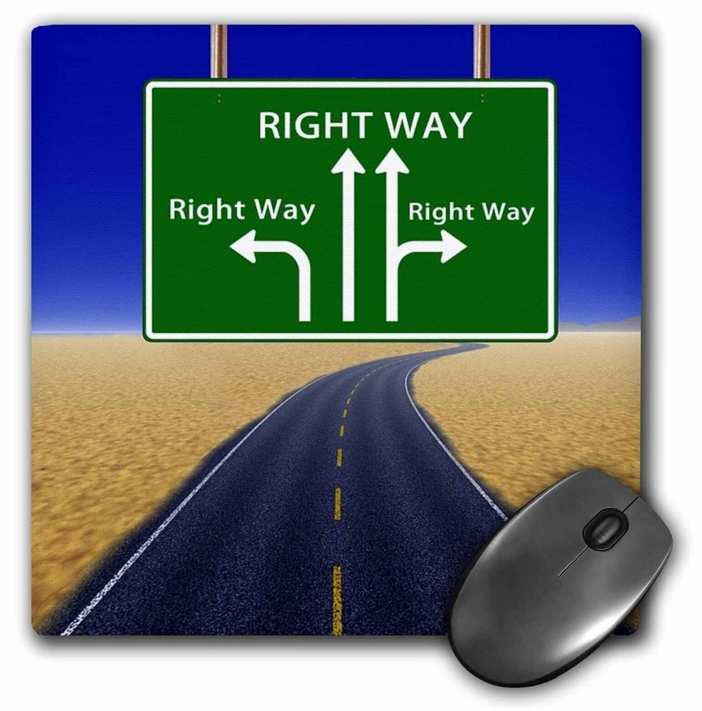 3D Rose Highway Sign Right Way Mouse Pad with Directional Design  