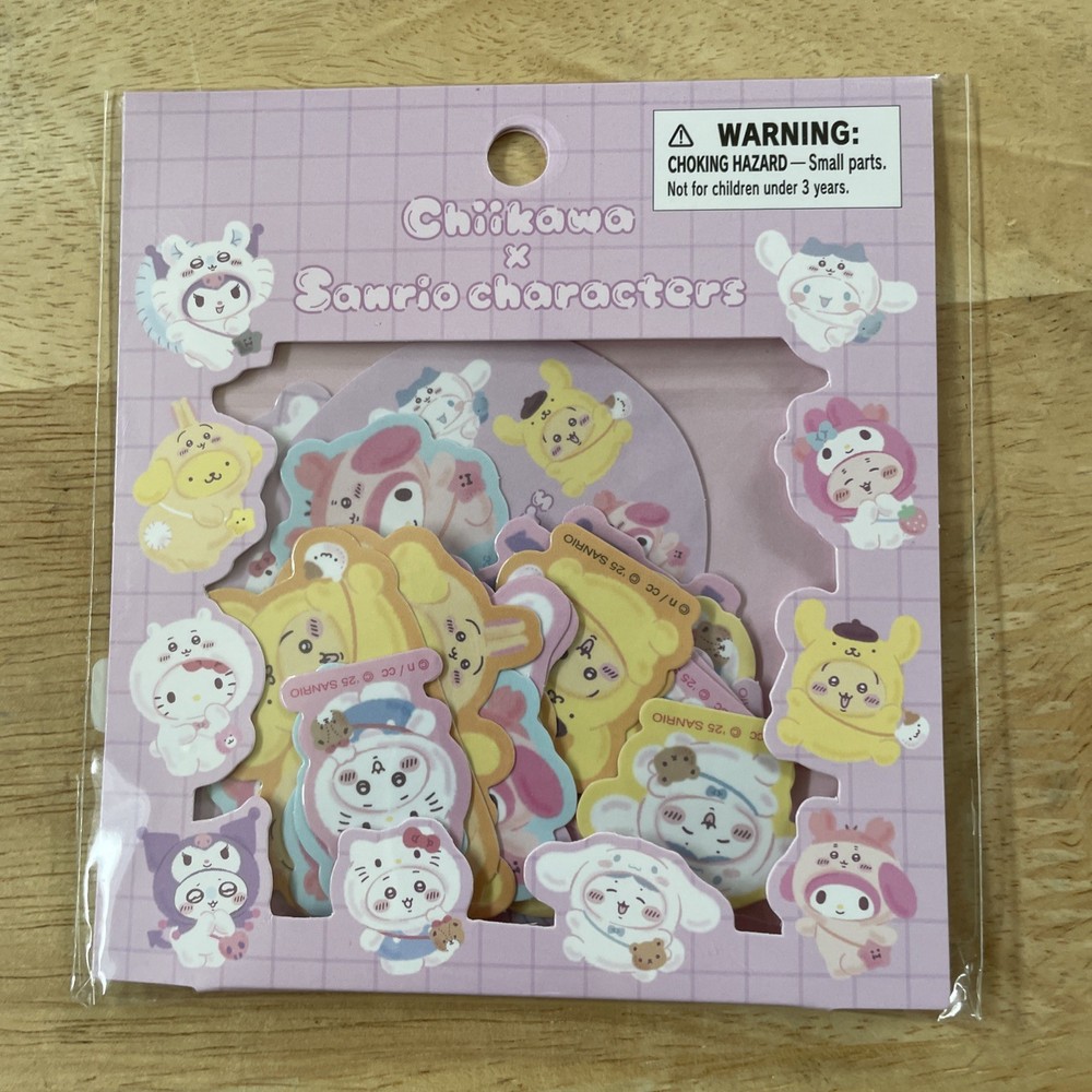 Chiikawa x Sanrio Characters Sticker Set Hachiware Usagi Hello Kitty Japan Flake