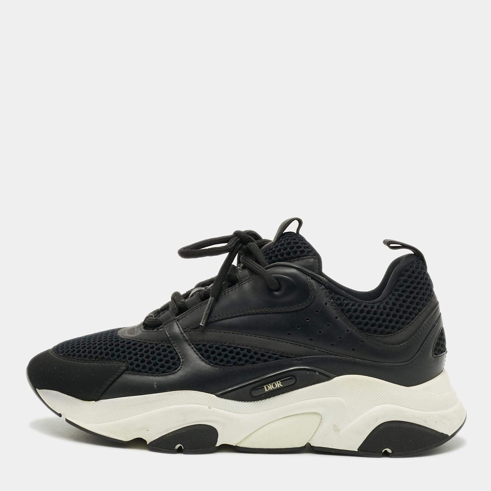 Dior B22 Size 41 Black Leather and Mesh Lace Up Sneakers