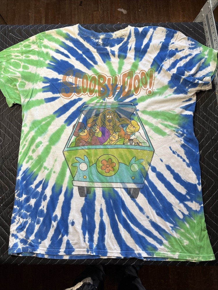 Scooby-Doo Graphic Tie-Dye T-Shirt Womens Tag Size Large Pullover White Crew