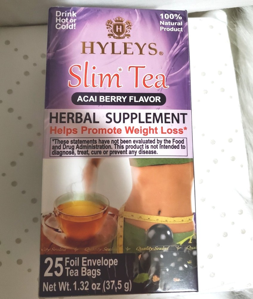 Hyleys Slim Tea Acai Berry Flavor Weight Loss Herbal Supplement Cleanse & Detox-image
