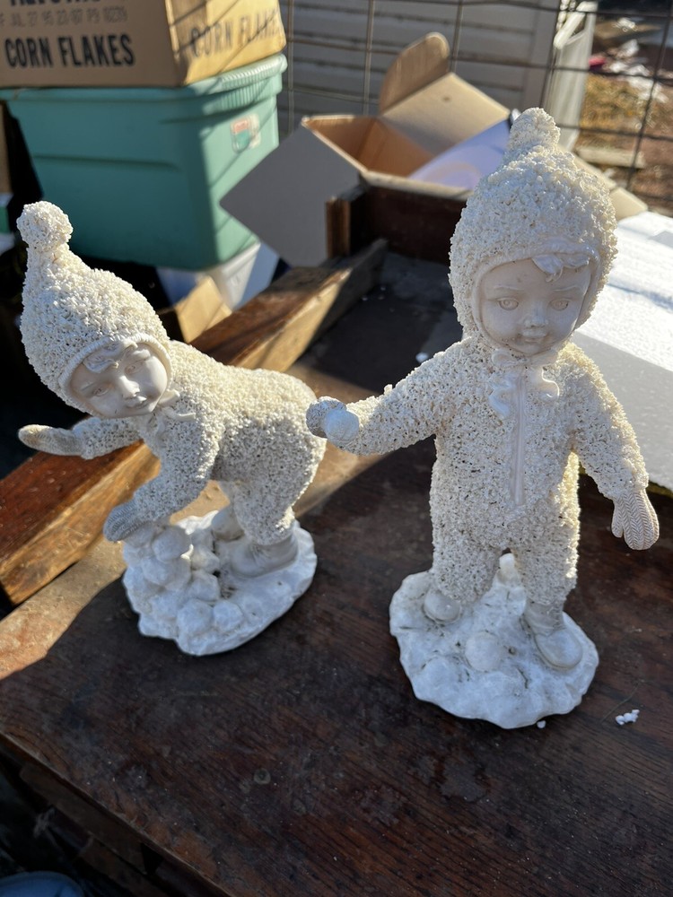 Vintage Winston Snow Baby Christmas Figurines Winter Snowball Collectibles